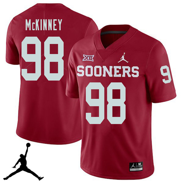 Jordan Brand Men #98 Zacchaeus McKinney Oklahoma Sooners 2018 College Football Jerseys Sale-Crimson - Click Image to Close